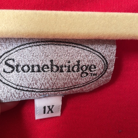 Vintage Stonebridge red open front sleeveless duster kimono - Picture 3 of 5